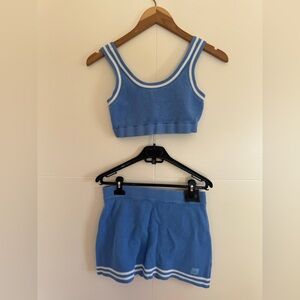 ALO Yoga Tennis Club Sweater Knit Tank Top and Skirt Set